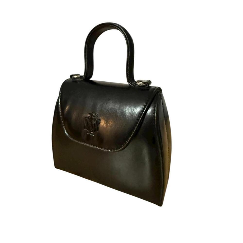 Vintage Y2K Koltov West Lake Faux Leather Satchel Handbag Sz S Black Top Handle